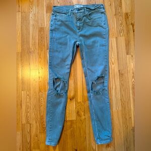 Olive Green Free People Distressed skinny Jeans Sz 28